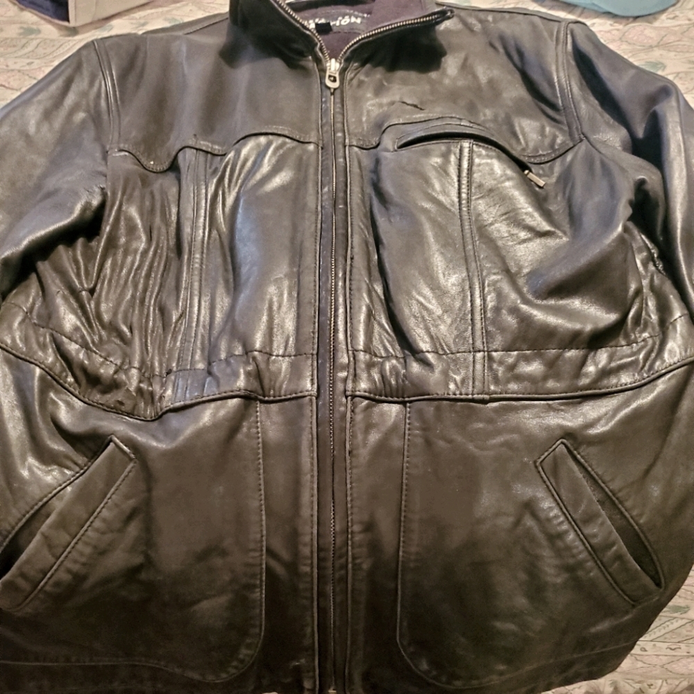 Grey leather Jacket